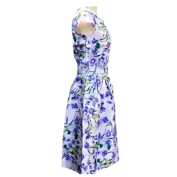 Blue violet floral white 2 pc cap sleeve crop top & full skirt set S M L NWT - Picture 3 of 13